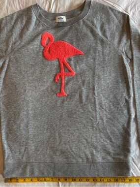 Old Navy Gray Sweatshirt with Coral Pink Flamingo